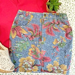 Paris Blues Floral Paisely denim skirt